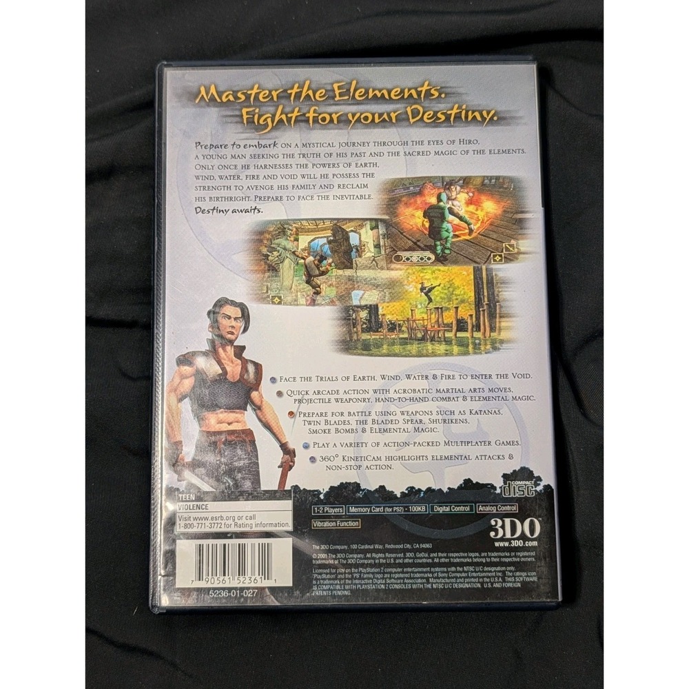 Godai Elemental Force PS2 Game 3DO 2002 Black Label CIB Tested - Picture 2 of 4